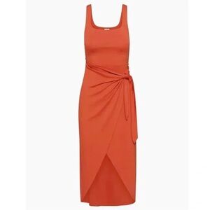 Aritzia Wilfred Saturn Midi Wrap Tie Dress Revel Red‎ M